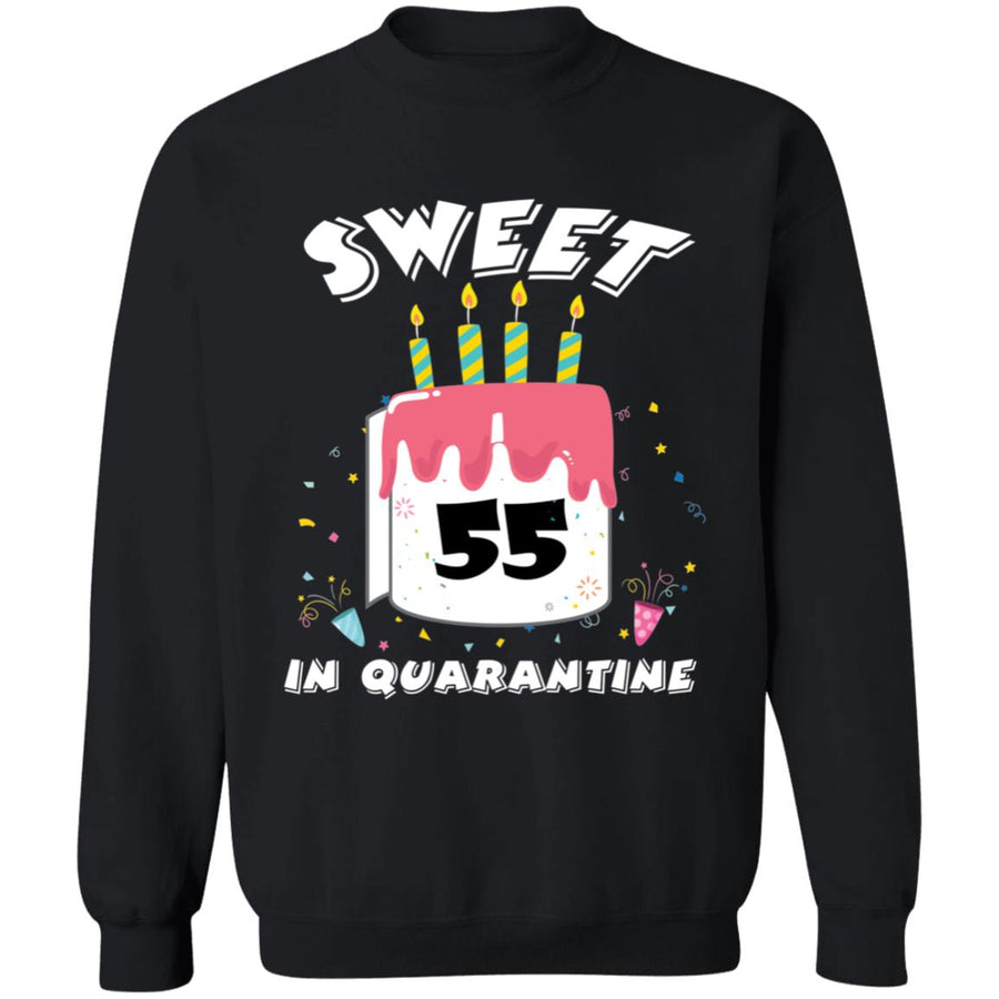 Sweet 55 Birthday in Quarantine-38 G180 Crewneck Pullover Sweatshirt  8 oz.
