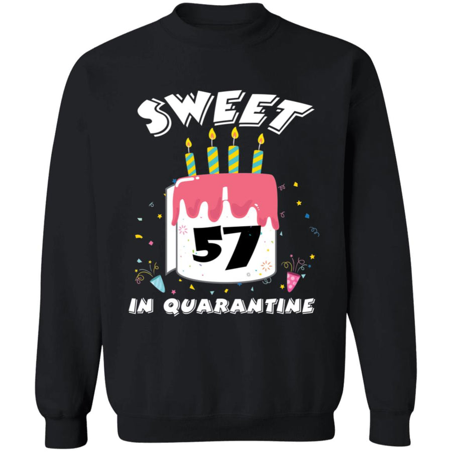 Sweet 57 Birthday in Quarantine-40 G180 Crewneck Pullover Sweatshirt  8 oz.