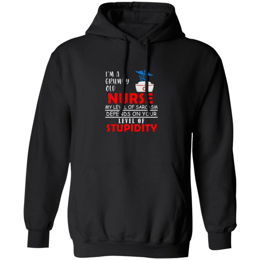 I'm a grumpy old nurse my lever of sarcasm depends on your lever of G185 Pullover Hoodie 8 oz.