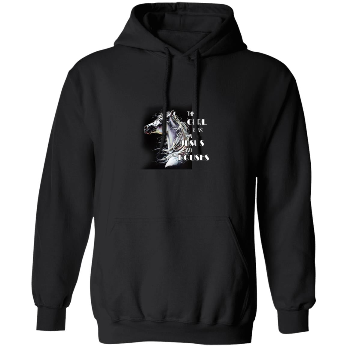 This girl runs on jesus and horses G185 Pullover Hoodie 8 oz.