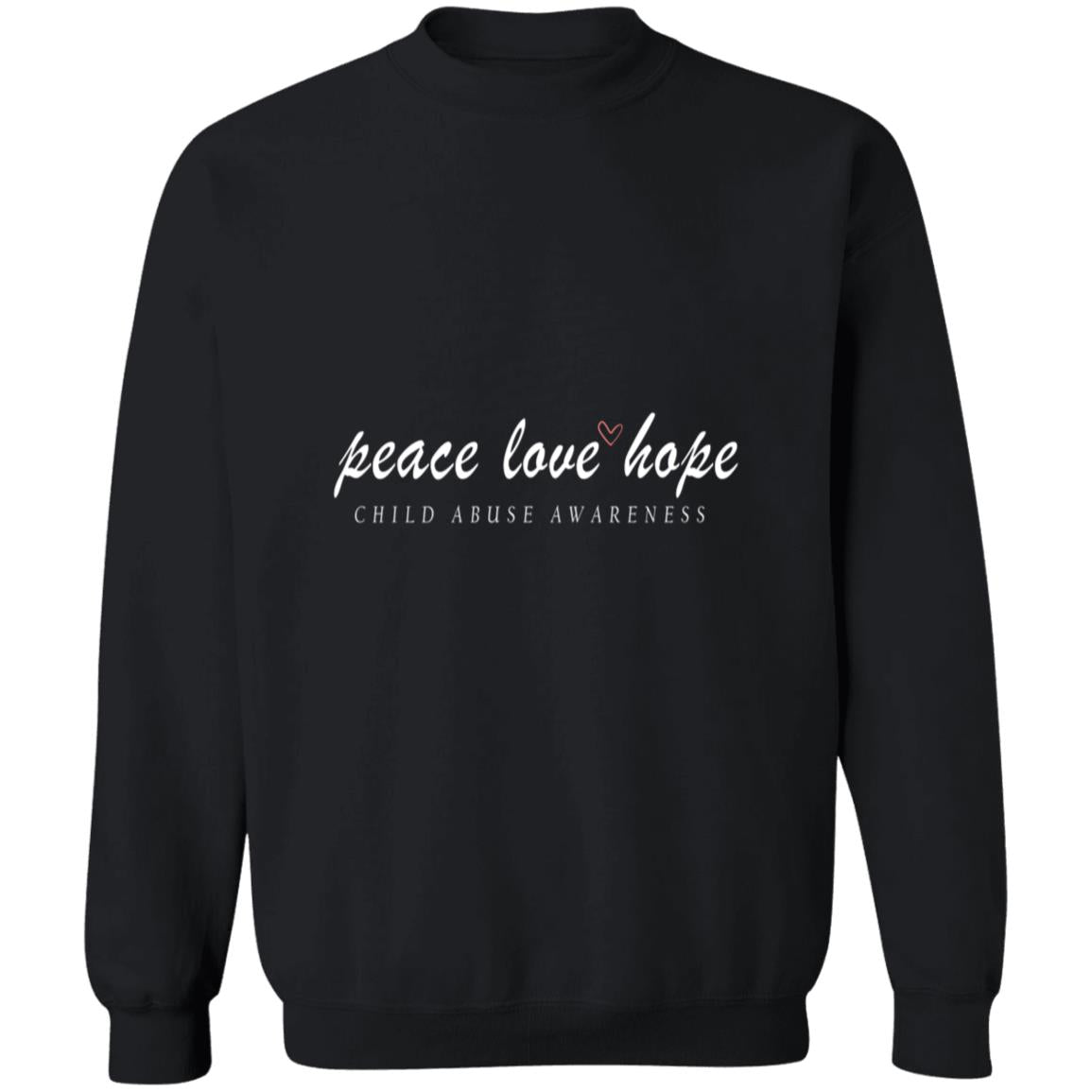 Peace love hope child abuse awareness G180 Crewneck Pullover Sweatshirt  8 oz.