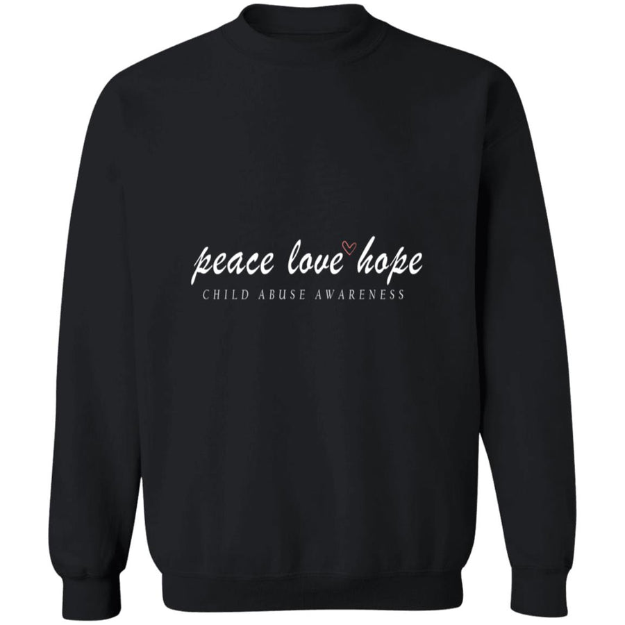 Peace love hope child abuse awareness G180 Crewneck Pullover Sweatshirt  8 oz.