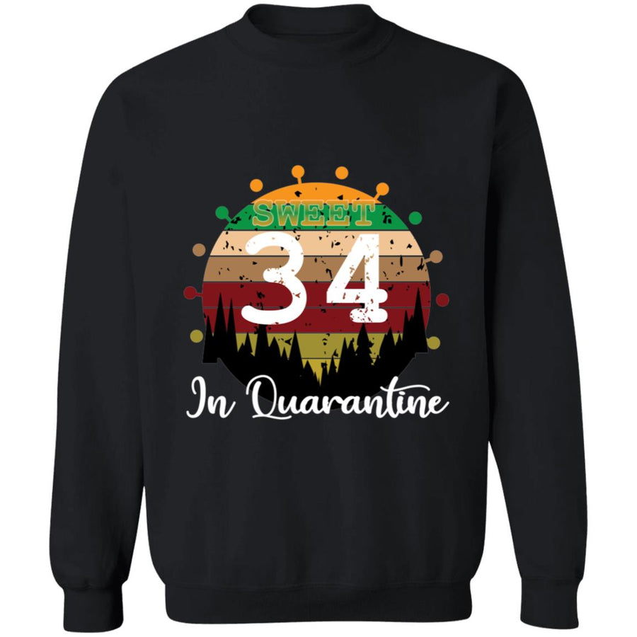 Sweet 34 Birthday in Quarantine-17 G180 Crewneck Pullover Sweatshirt  8 oz.