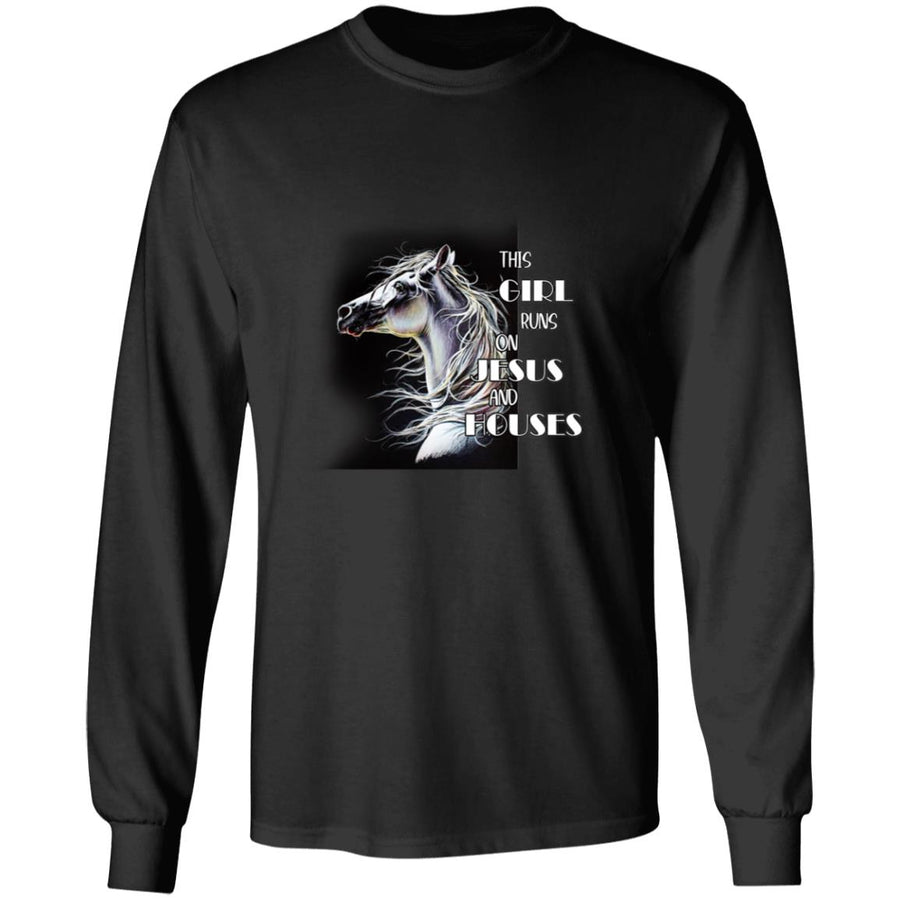 This girl runs on jesus and horses G240 LS Ultra Cotton T-Shirt